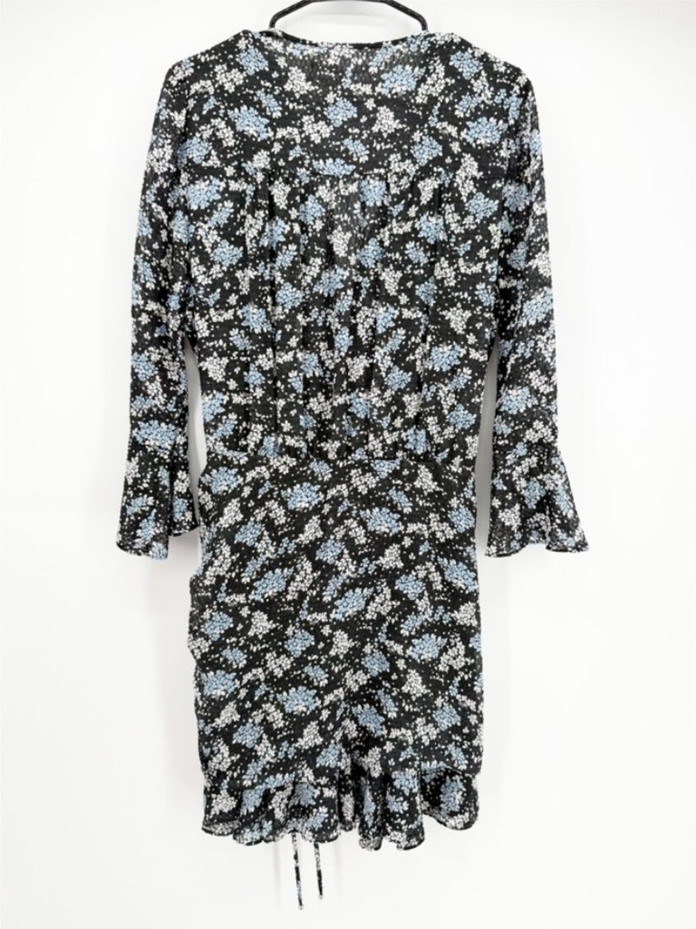 Veronica Beard Sean Floral Ruched Silk Mini Dress Black Blue Size 6 - Picture 3 of 7